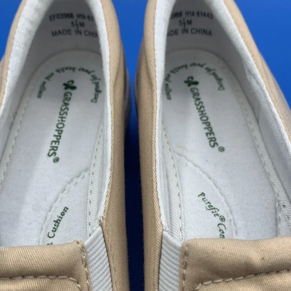 Grasshoppers Women's Comfort Shoes Low Heel Slip On Beige Casual - Size 5.5